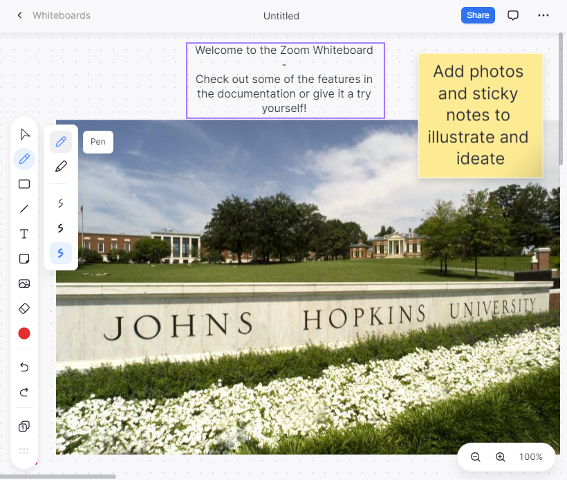 Example of zoom whiteboard in use